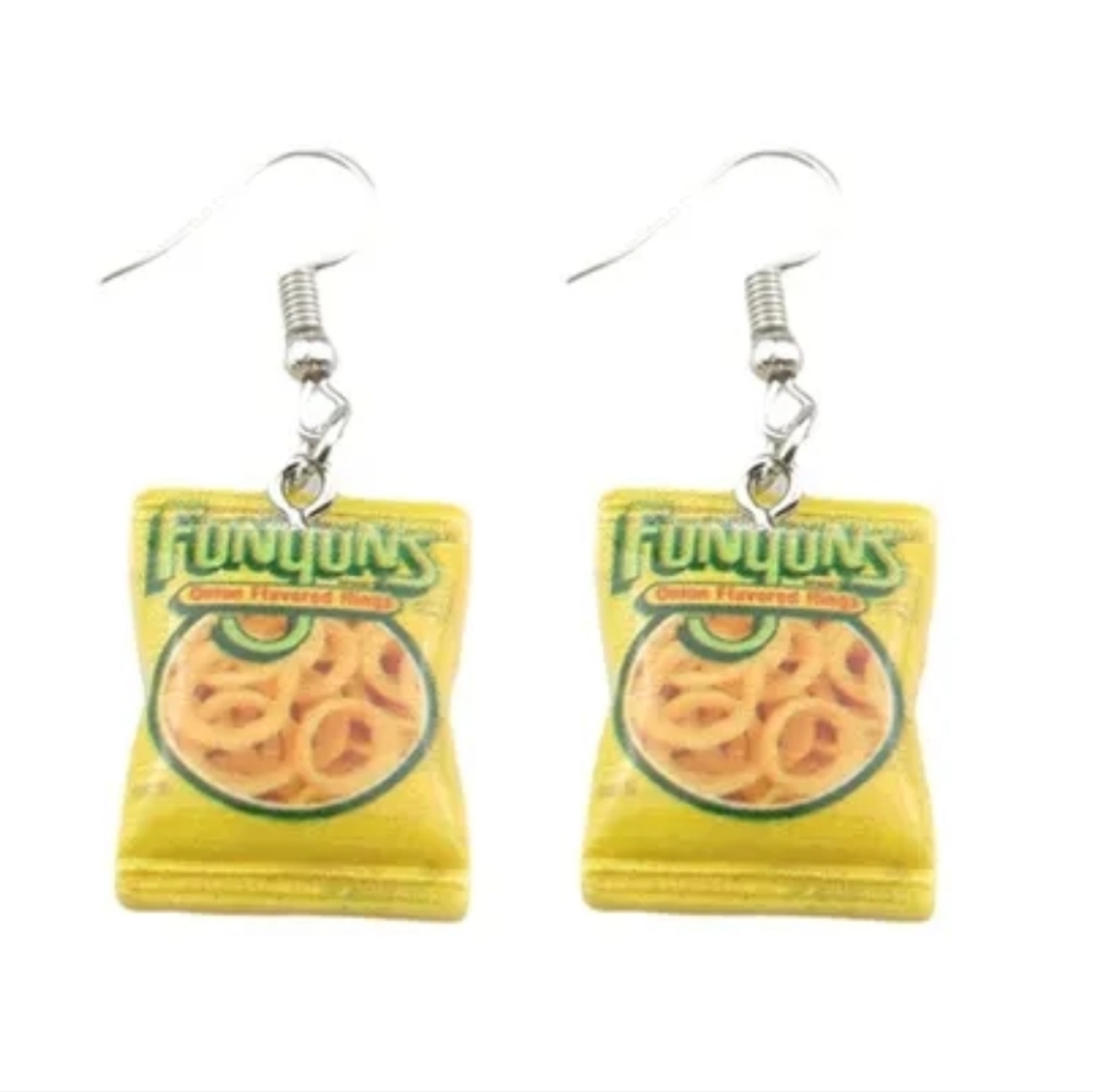 Funyun Earrings, Novelty Earrings, Fun Earrings, Snack Earrings, Chip Earrings